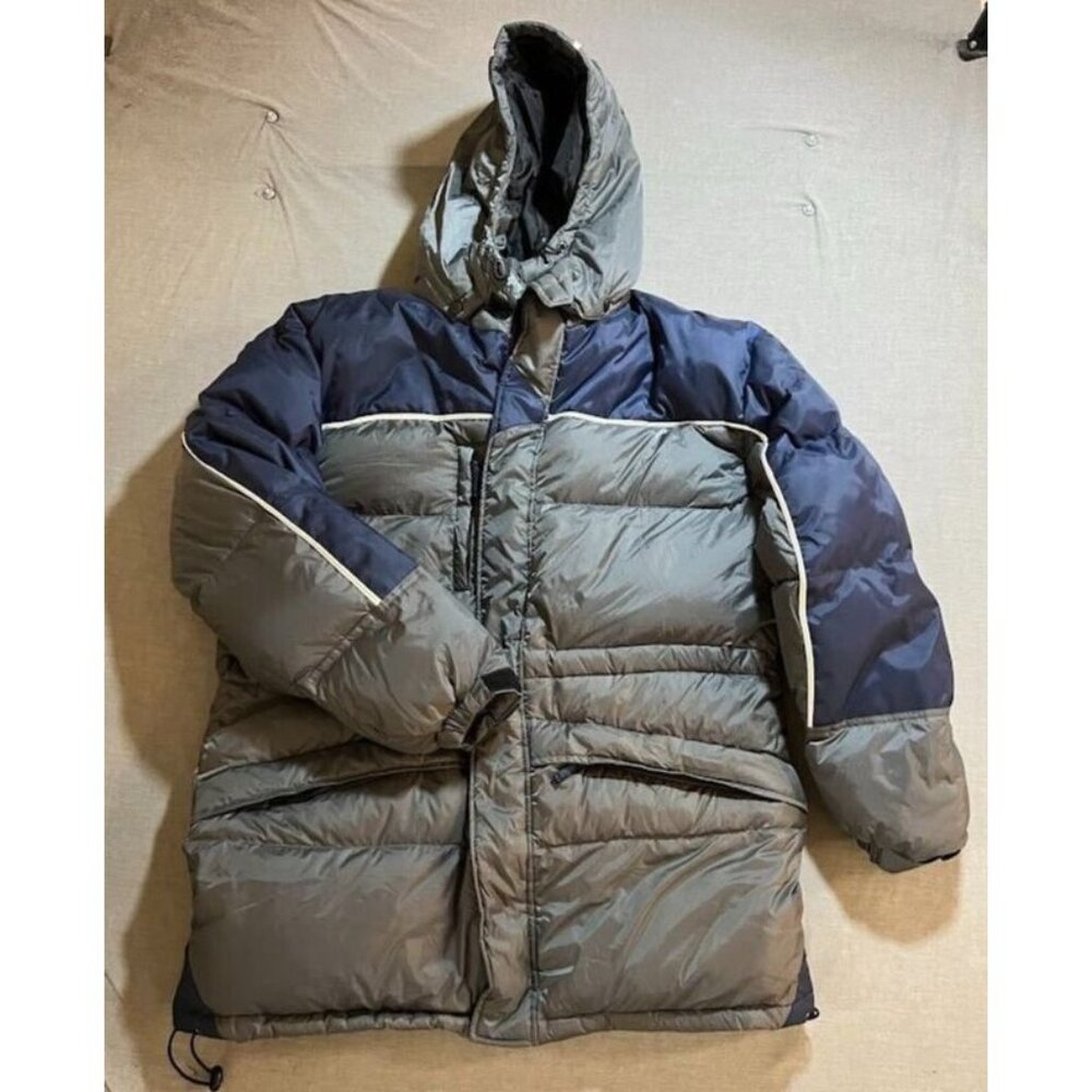Boston Outfitters Down Jacket Adult XL Full Zip‎ Gray Parka Quilted Outdoor Mens